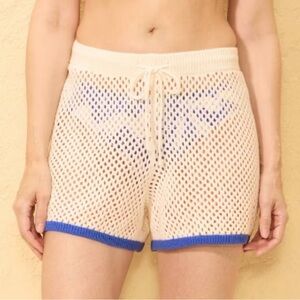 Shade & Shore Women's Crochet Drawstring Swim Cover Up Shorts
Cream/Blue
Small
